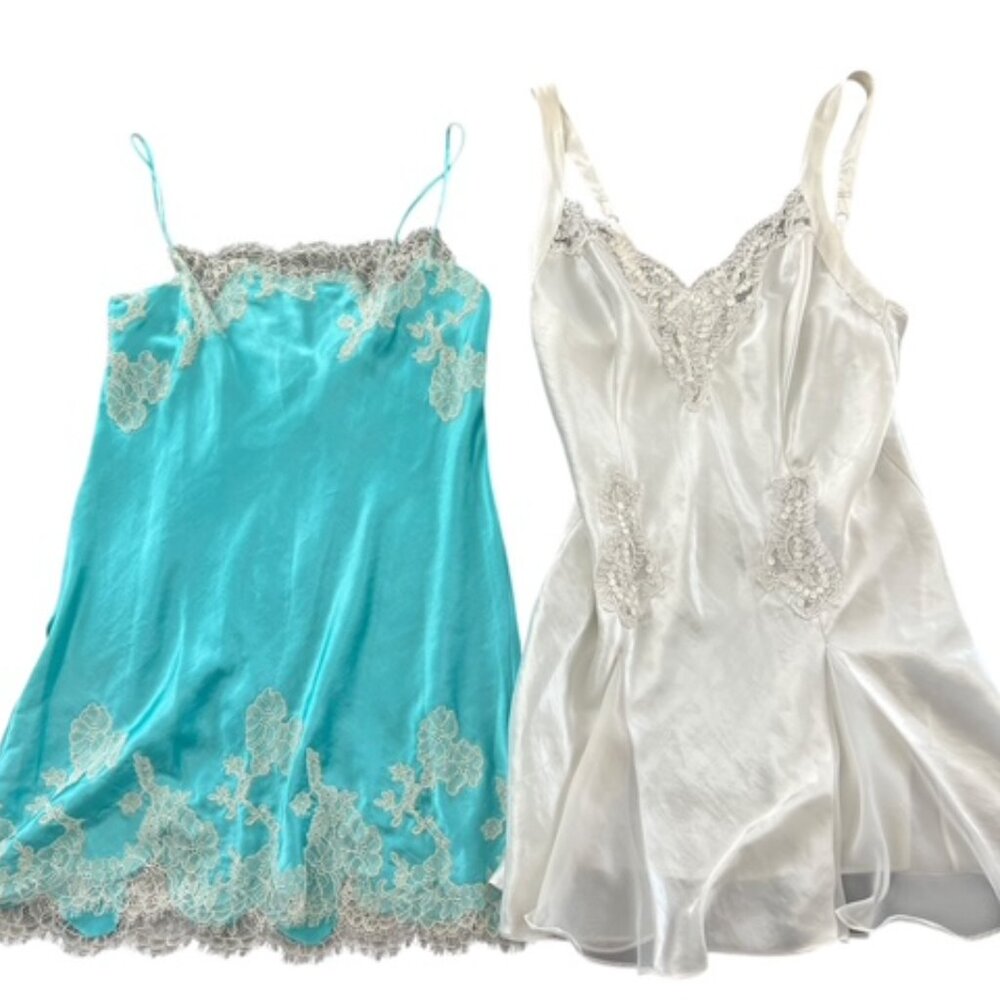 Victoria's Secret ~ Lot of 4 ~ Slips ~ Size M ~ Green, ivory, Black & Turquoise
